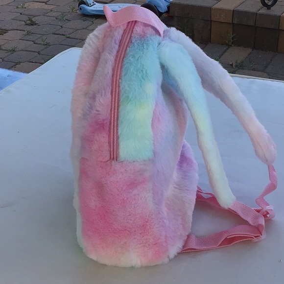 Colorful Unicorn Appliquéd Faux Fur Backpack - Picture 5 of 9